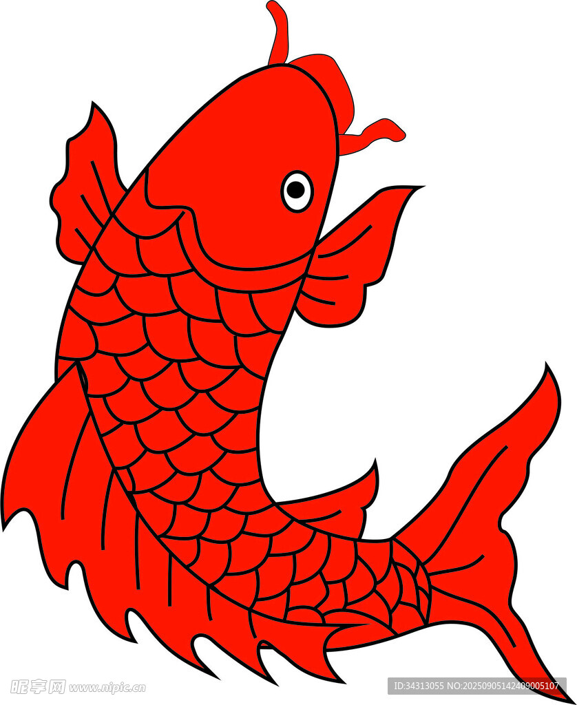 鲤鱼 剪纸 矢量 春节 春联
