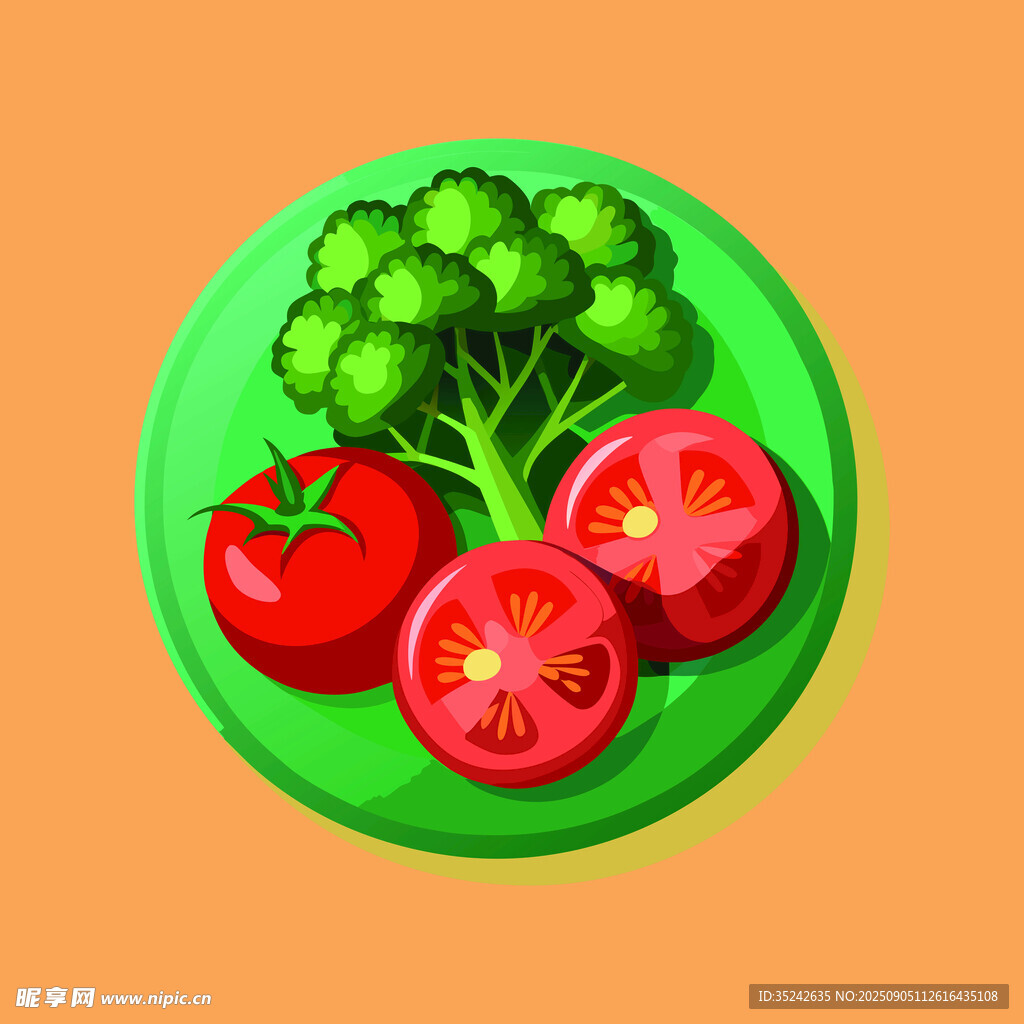 西兰花与番茄插图