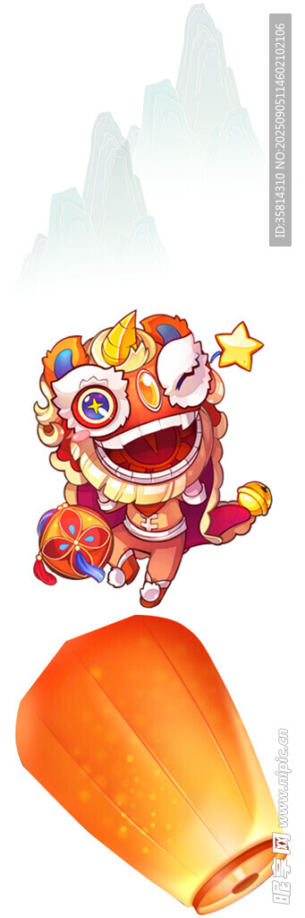舞狮与孔明灯喜庆画面