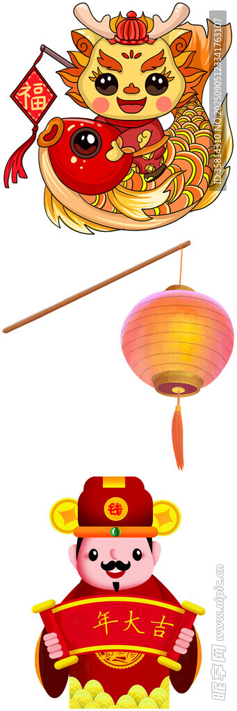 喜庆春节装饰与传统玩偶