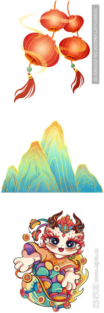 喜庆春节元素插画