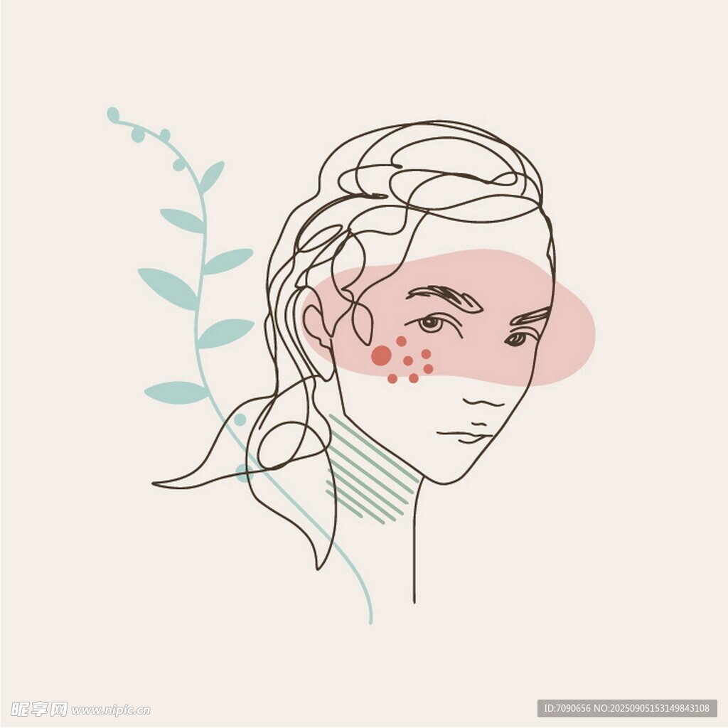 手绘编发少女形象