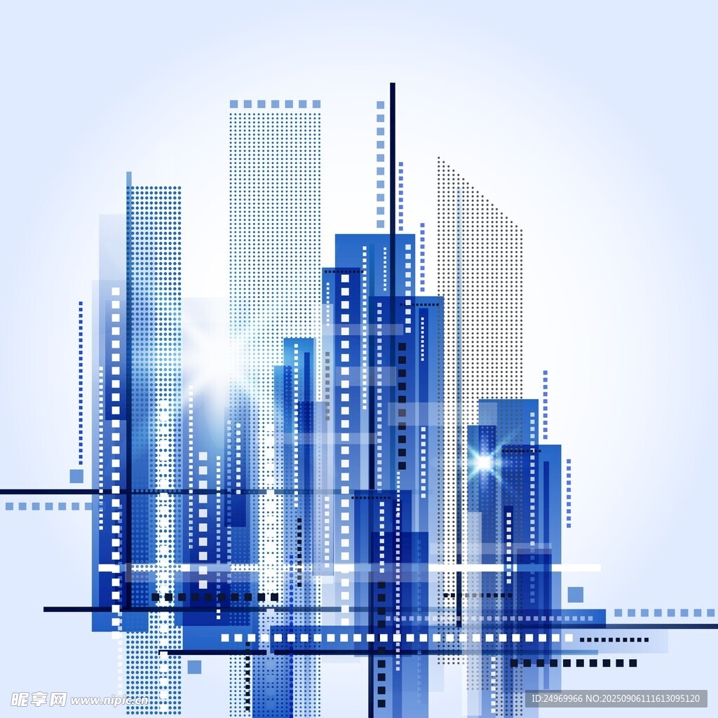 现代都市蓝色建筑景观