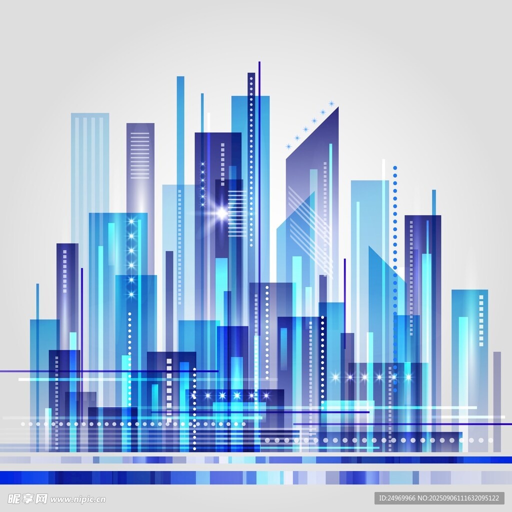 现代都市蓝色建筑景观