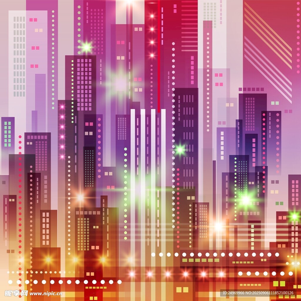 梦幻都市夜景灯光璀璨