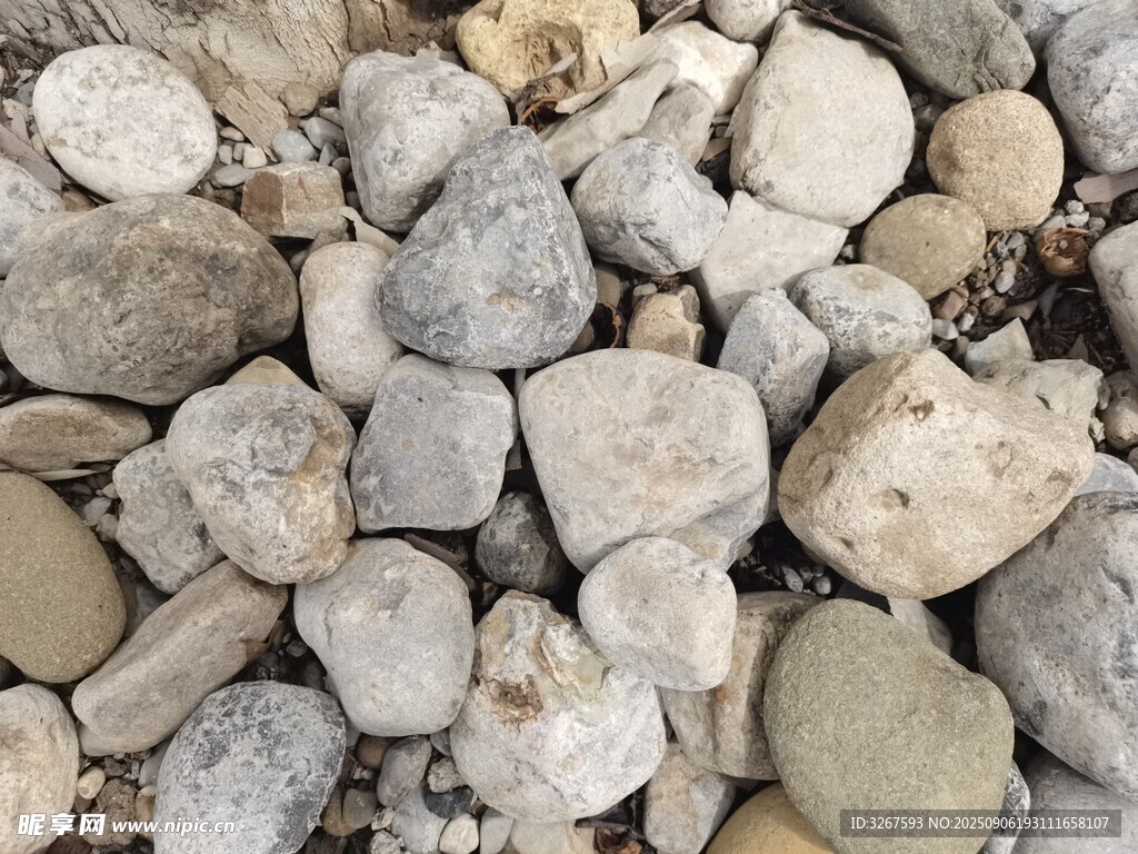 一堆形态各异的小石块