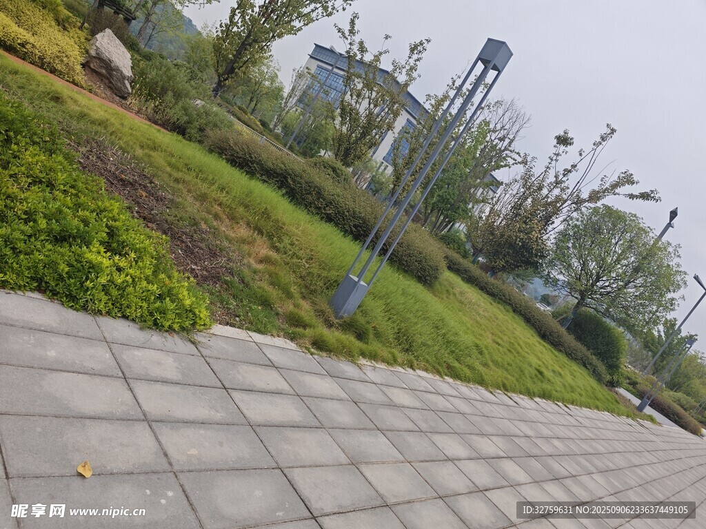 城市公园中的整洁步道