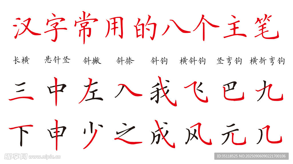 常用汉字八大主笔展示