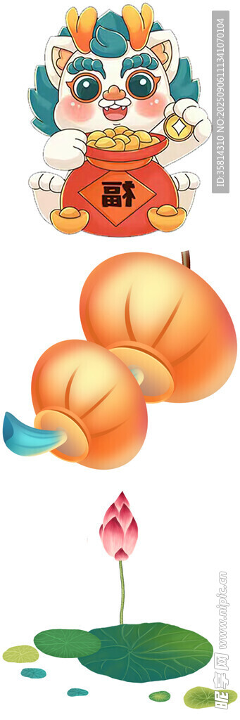 龙年灯笼与卡通元素插画