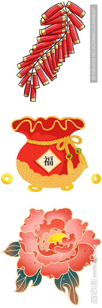 喜庆花卉与传统吉祥元素