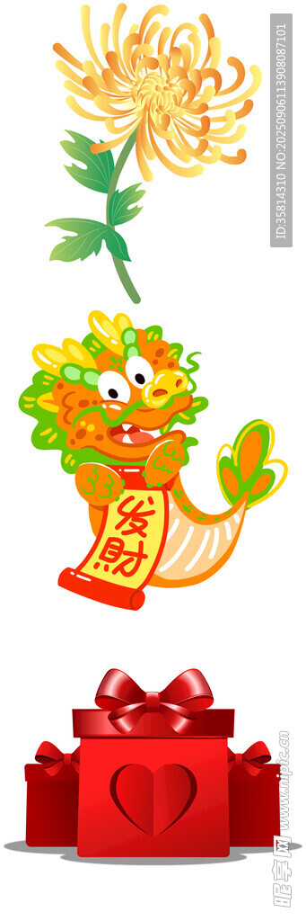 喜庆龙年礼品与花卉装饰