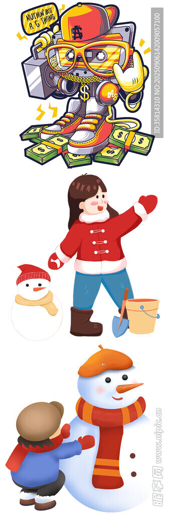 冬日亲子户外欢乐堆雪人