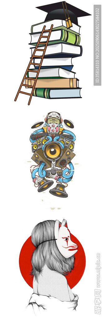 日式卡通元素插画