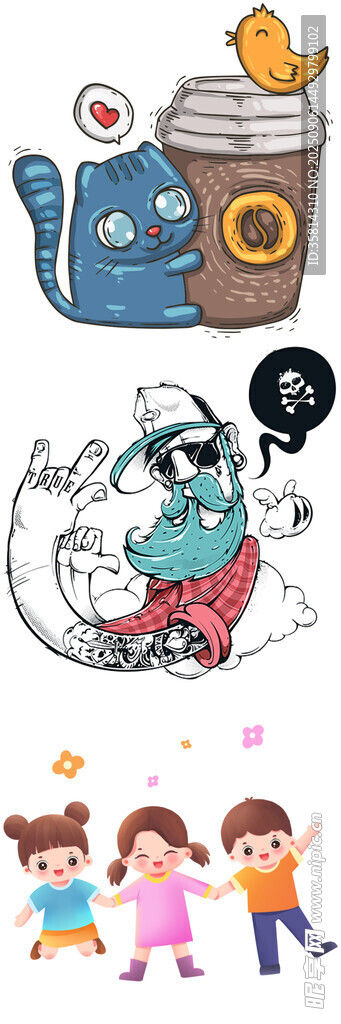 儿童与可爱卡通角色共舞