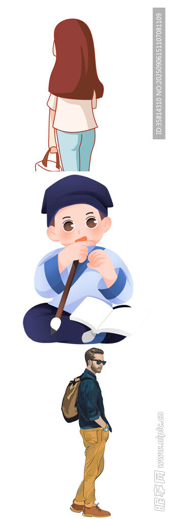 不同姿态的人物插画形象