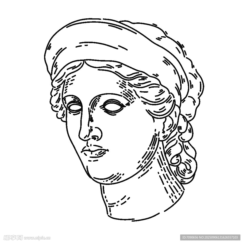 古典风格女性头像插画