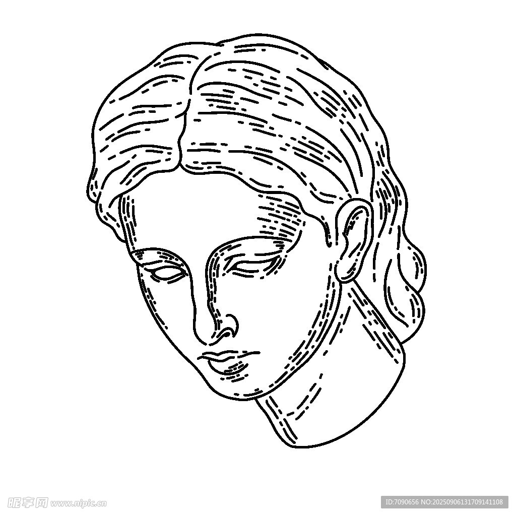 古典女性头像线条画