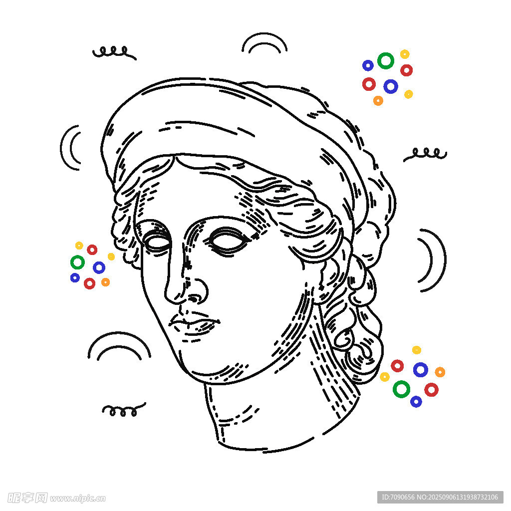复古风格女性头像插画