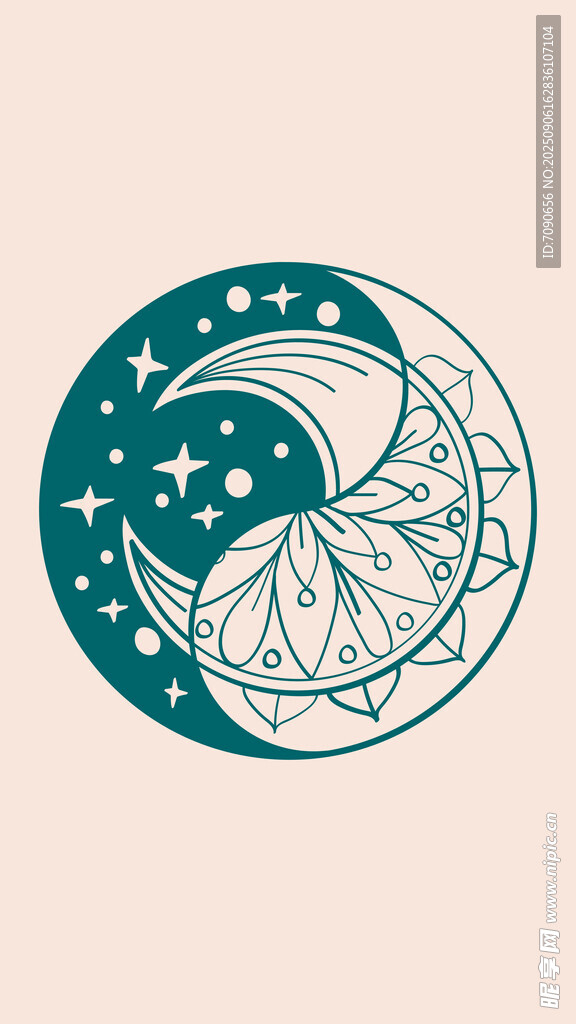 月亮柠檬星空简约插画