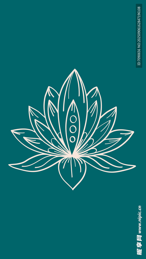 简约线条莲花图案设计