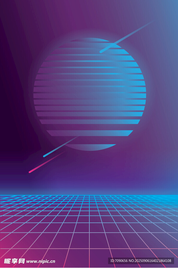 未来感霓虹星球科技背景
