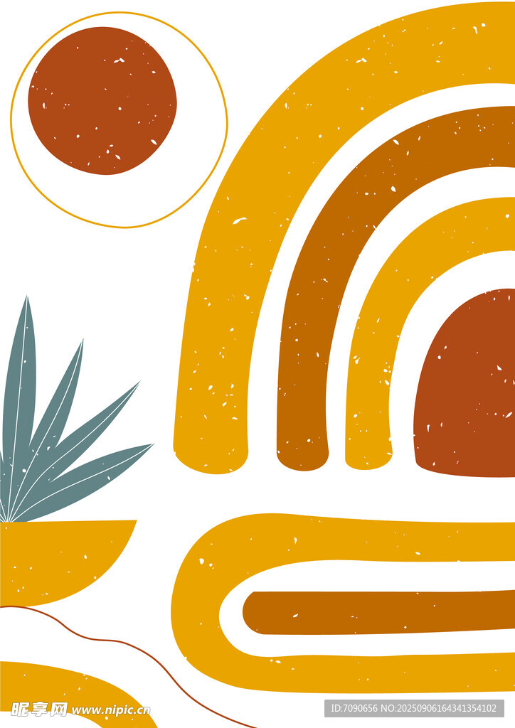 抽象几何风格的自然元素图