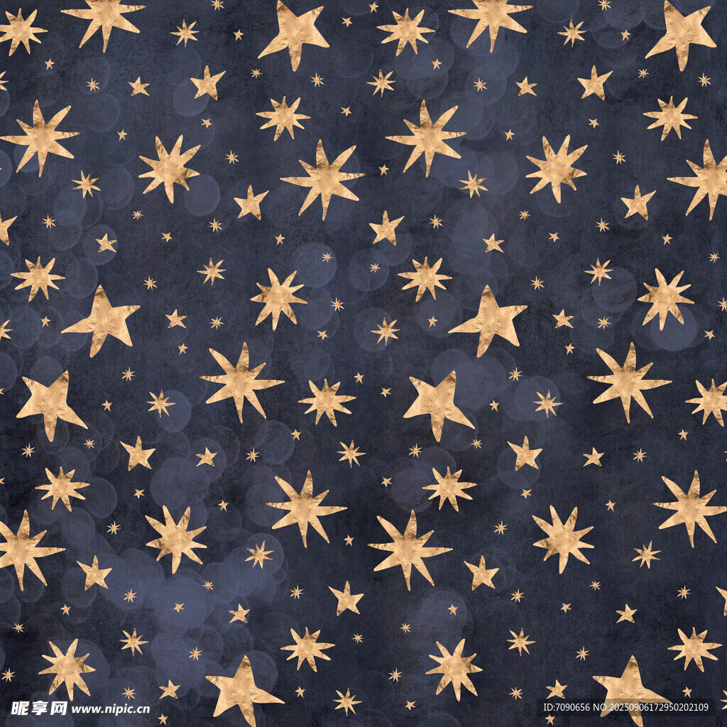 金色星星深蓝色背景图案