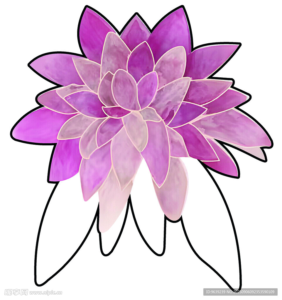 紫色花朵插画图案设计