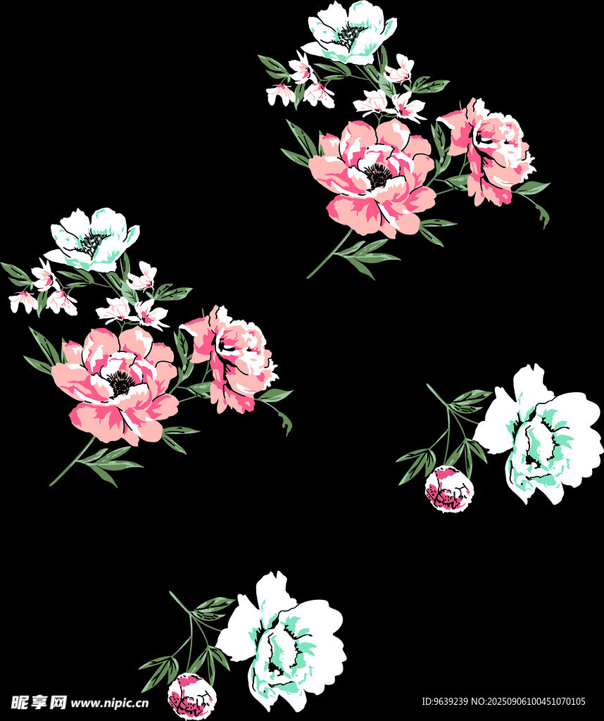 手绘花卉图案设计素材