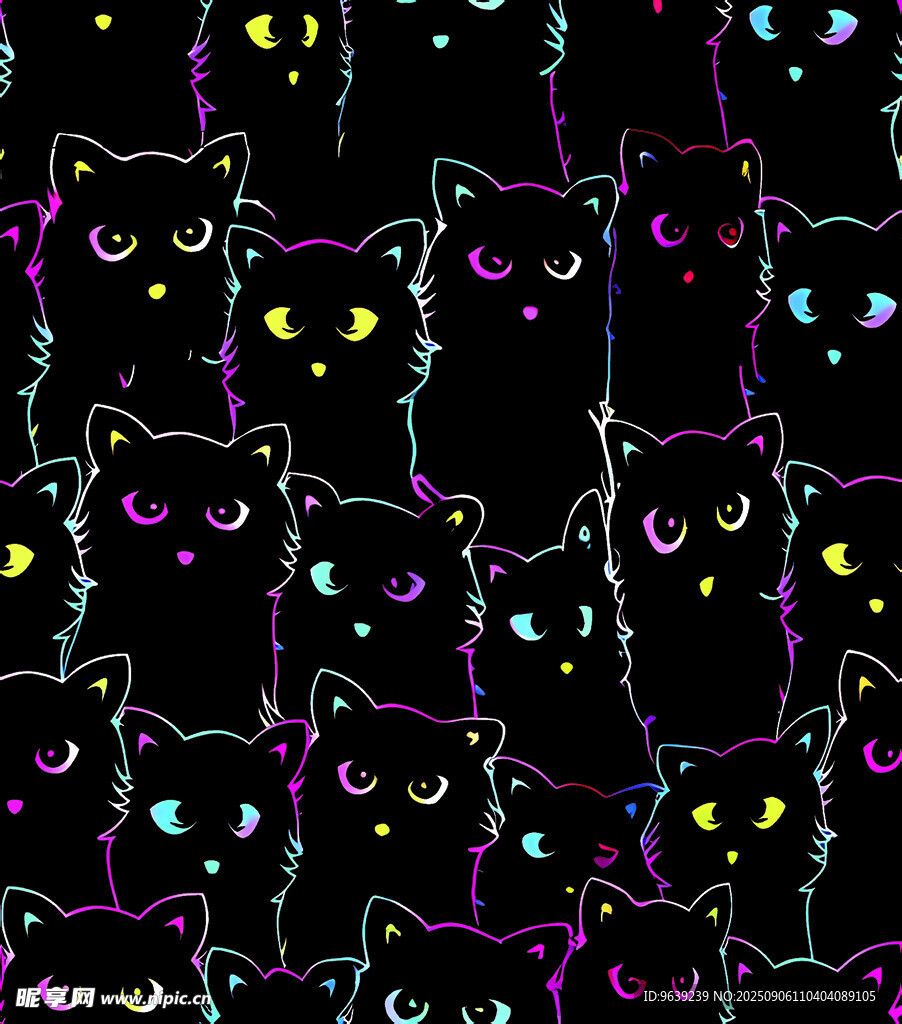 黑猫夜光图案背景