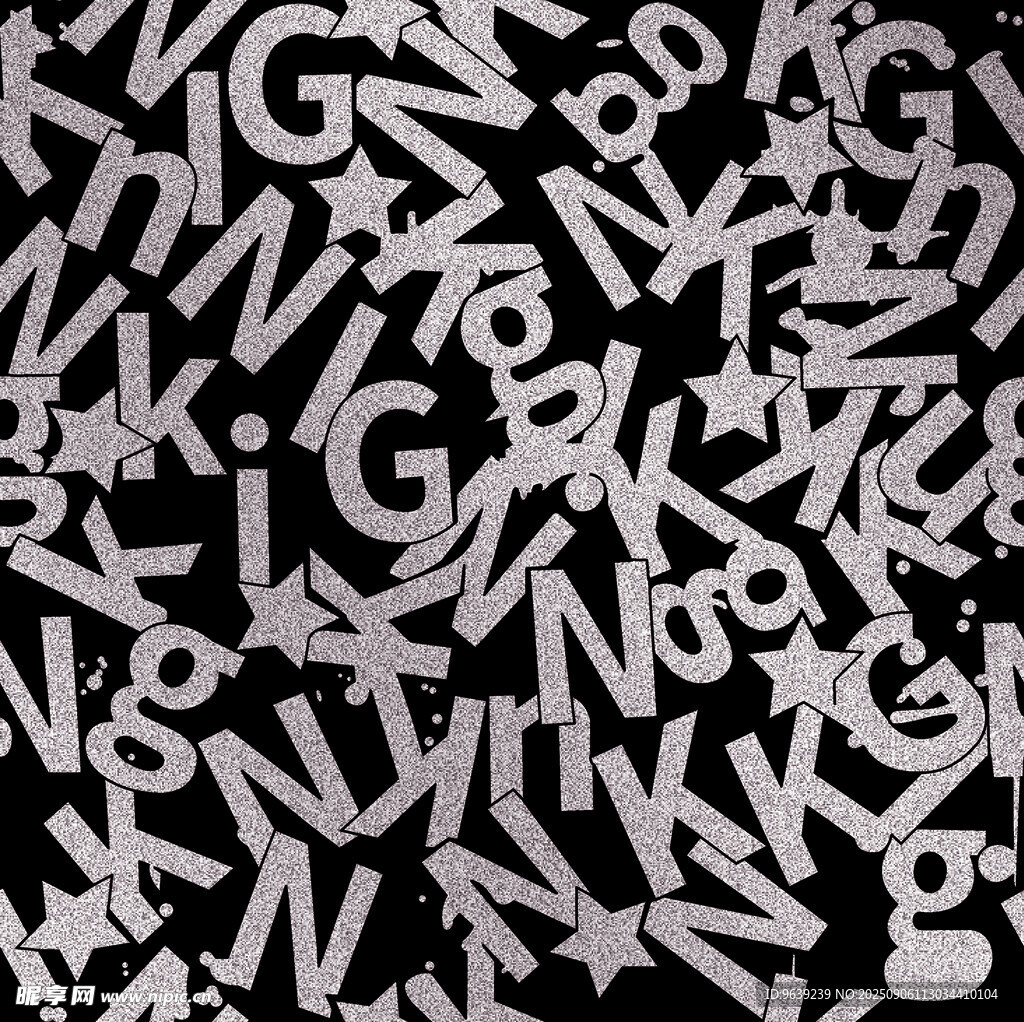 黑白字母杂乱排列背景图