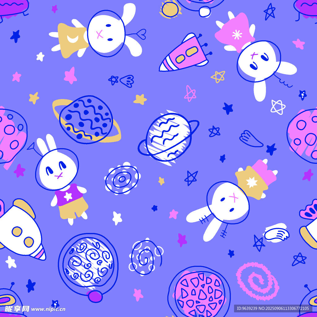 梦幻兔子元素卡通图案背景