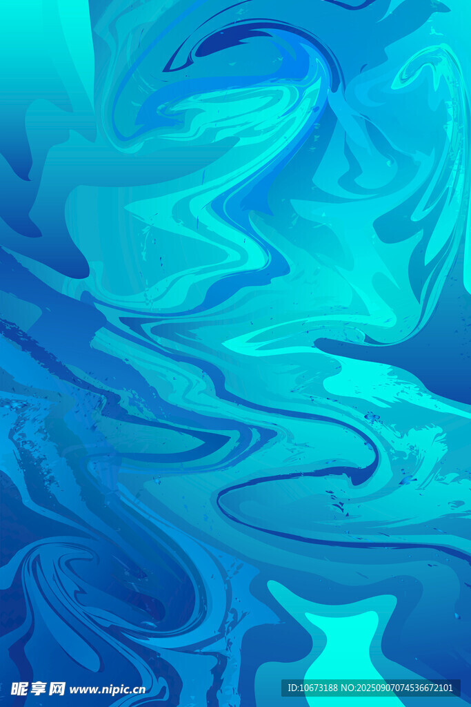梦幻蓝调抽象流体艺术画面