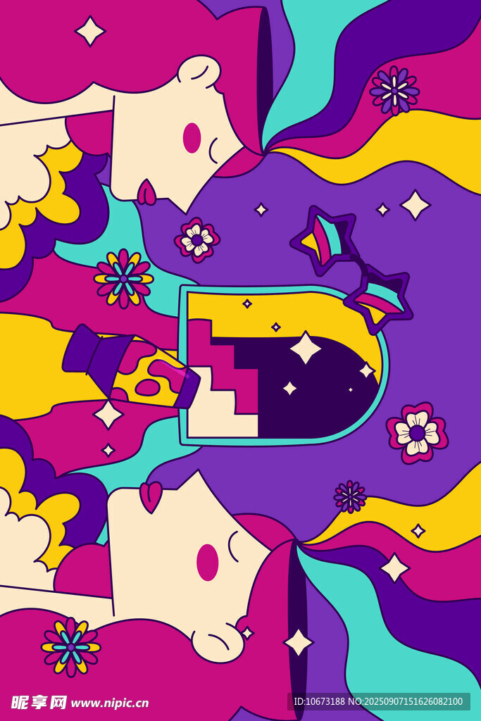 梦幻多彩抽象艺术插画
