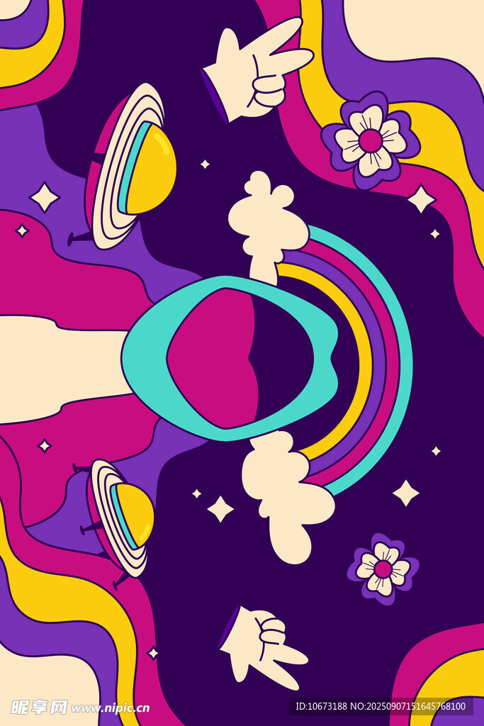 梦幻宇宙奇幻手绘插画