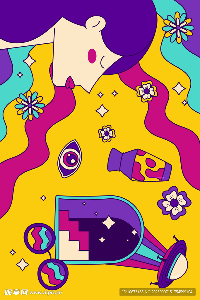 梦幻插画中的多彩物品世界