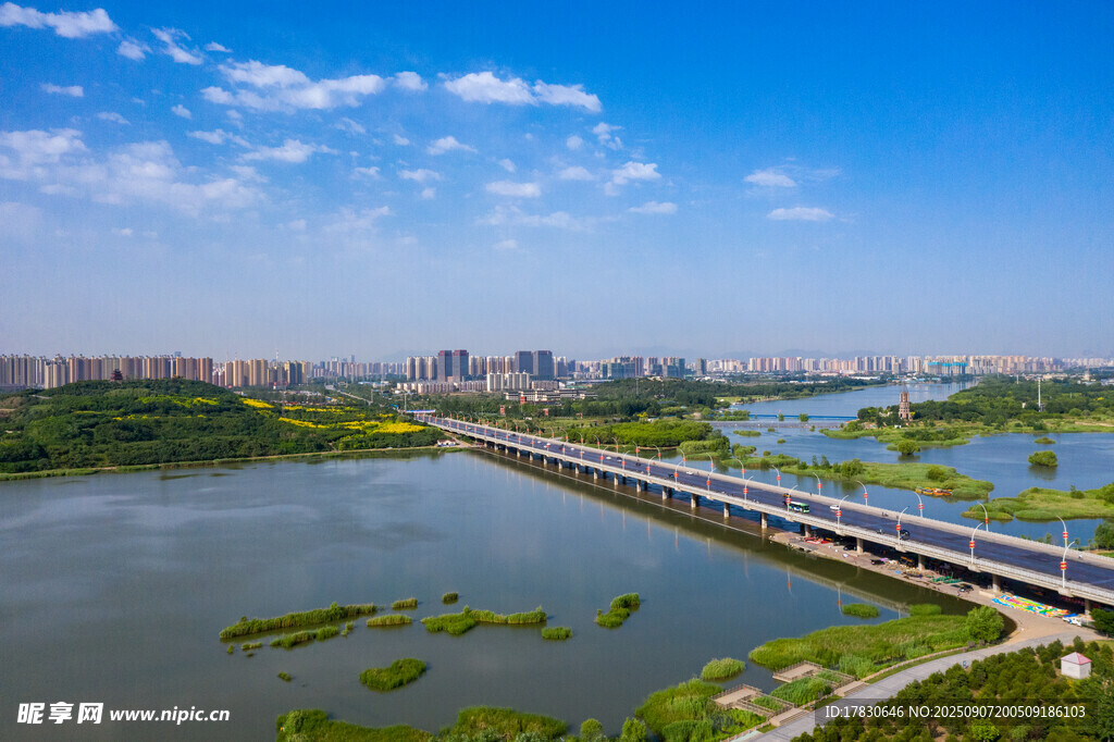 航拍正定自贸区湿地