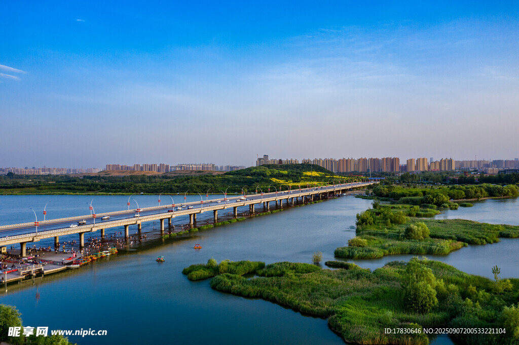 航拍正定自贸区湿地