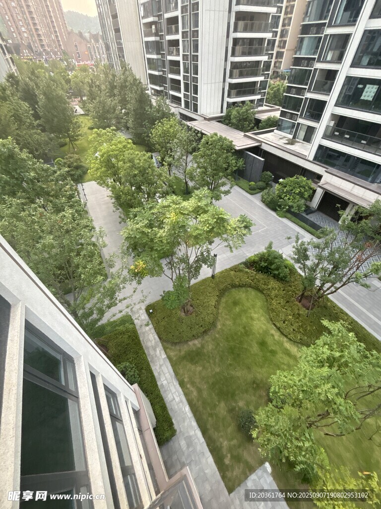 俯瞰现代小区园林景观