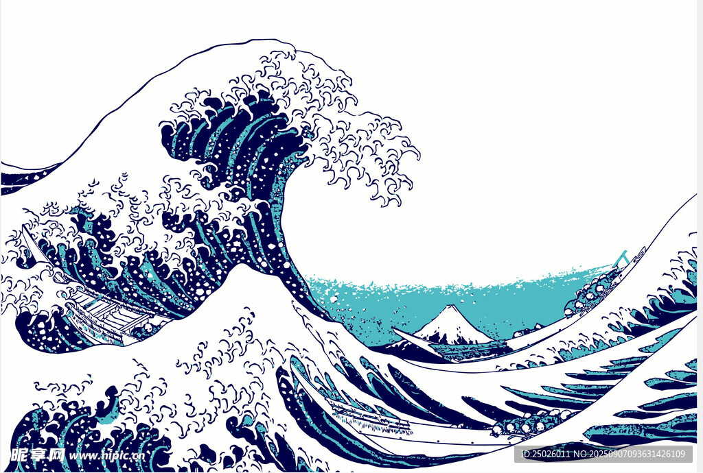 神奈川冲浪里经典浮世绘