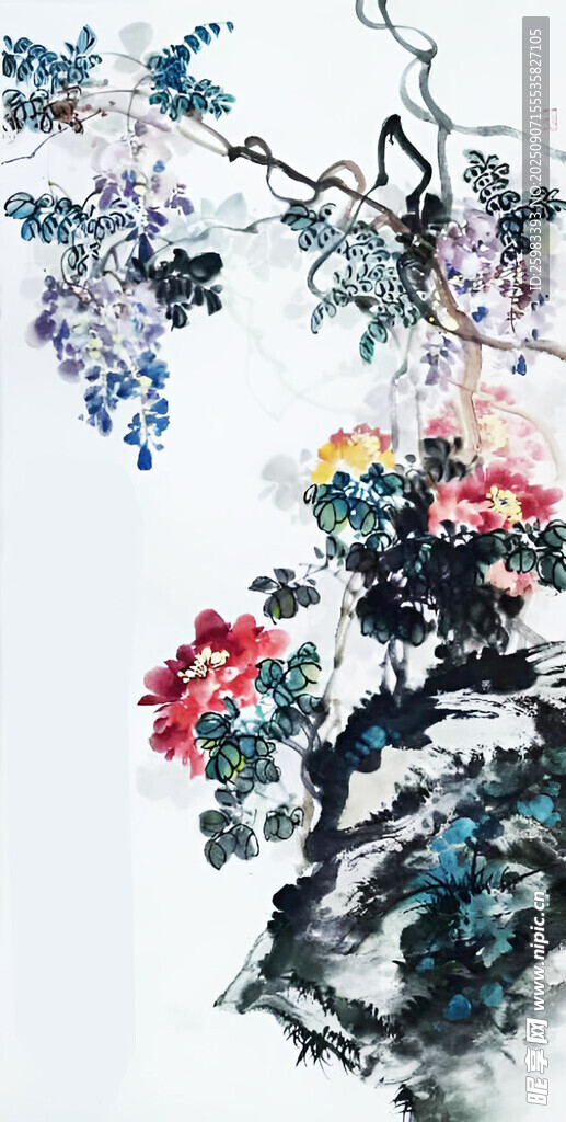 牡丹紫藤图
