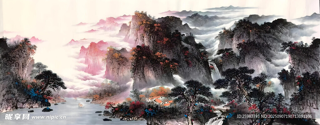 高山溪流图