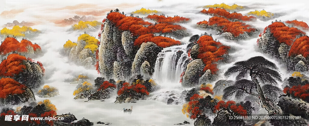 山水瀑布图