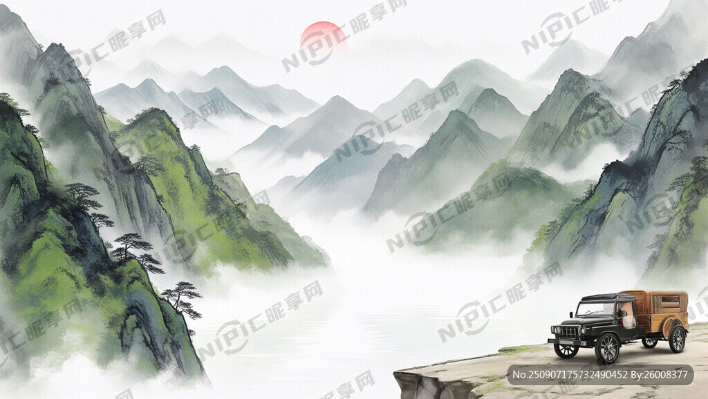 山谷 中国风 中国画 山水