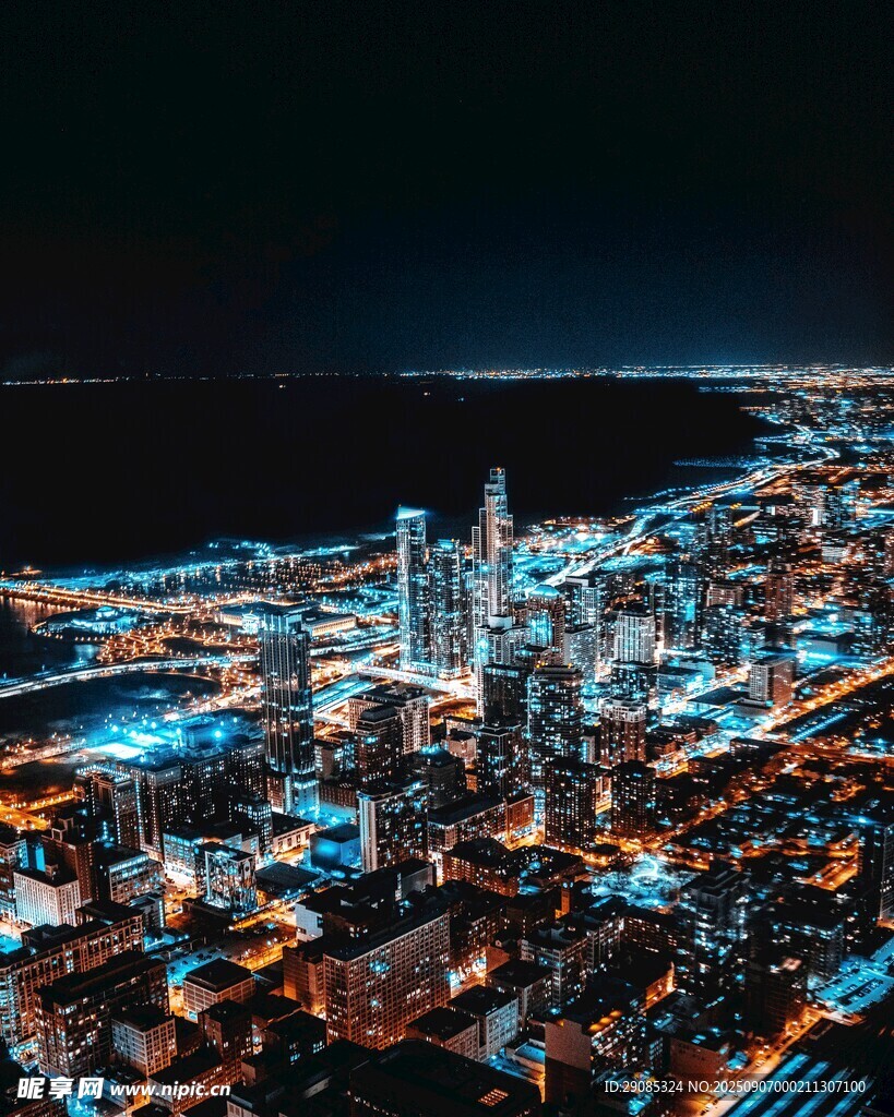 璀璨都市夜景俯瞰图