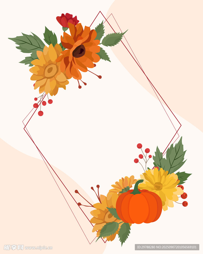 秋季花卉边框