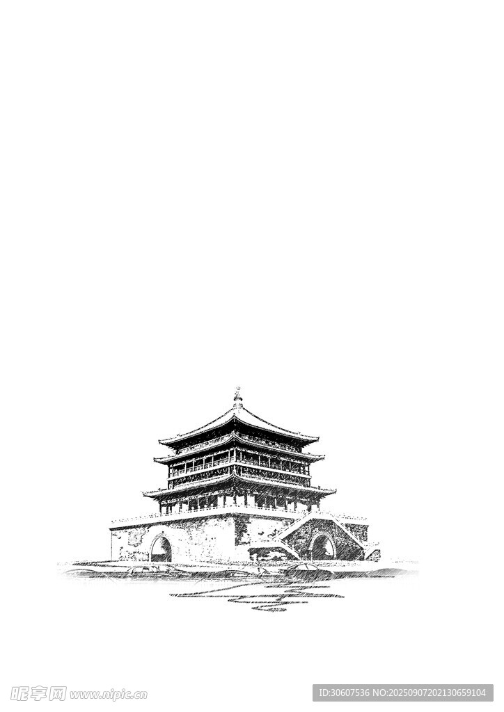 钟楼水墨