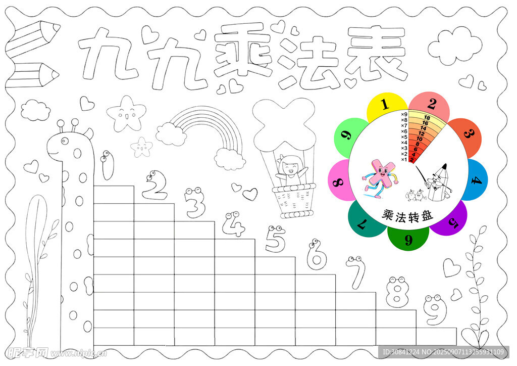 九九乘法表手抄报模板