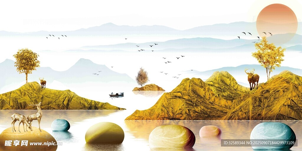 水墨山水意境风景图