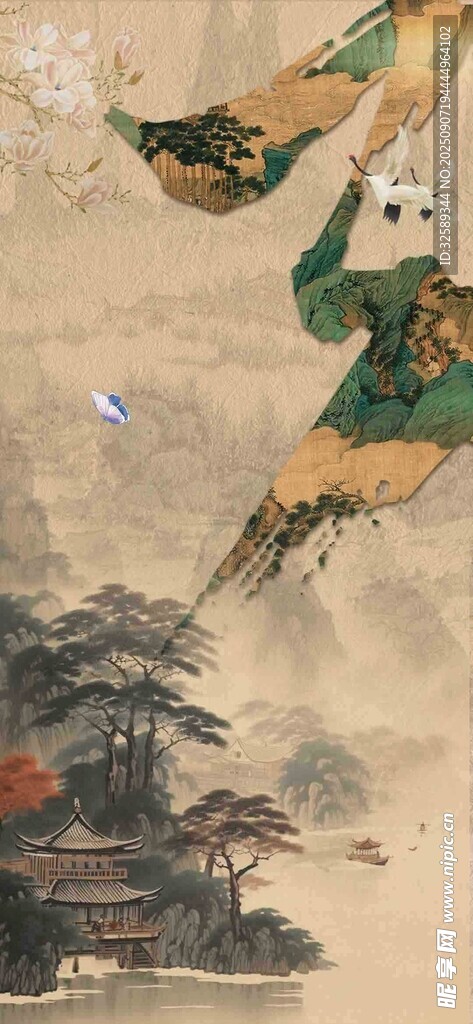 古风神话人物空中飞行图